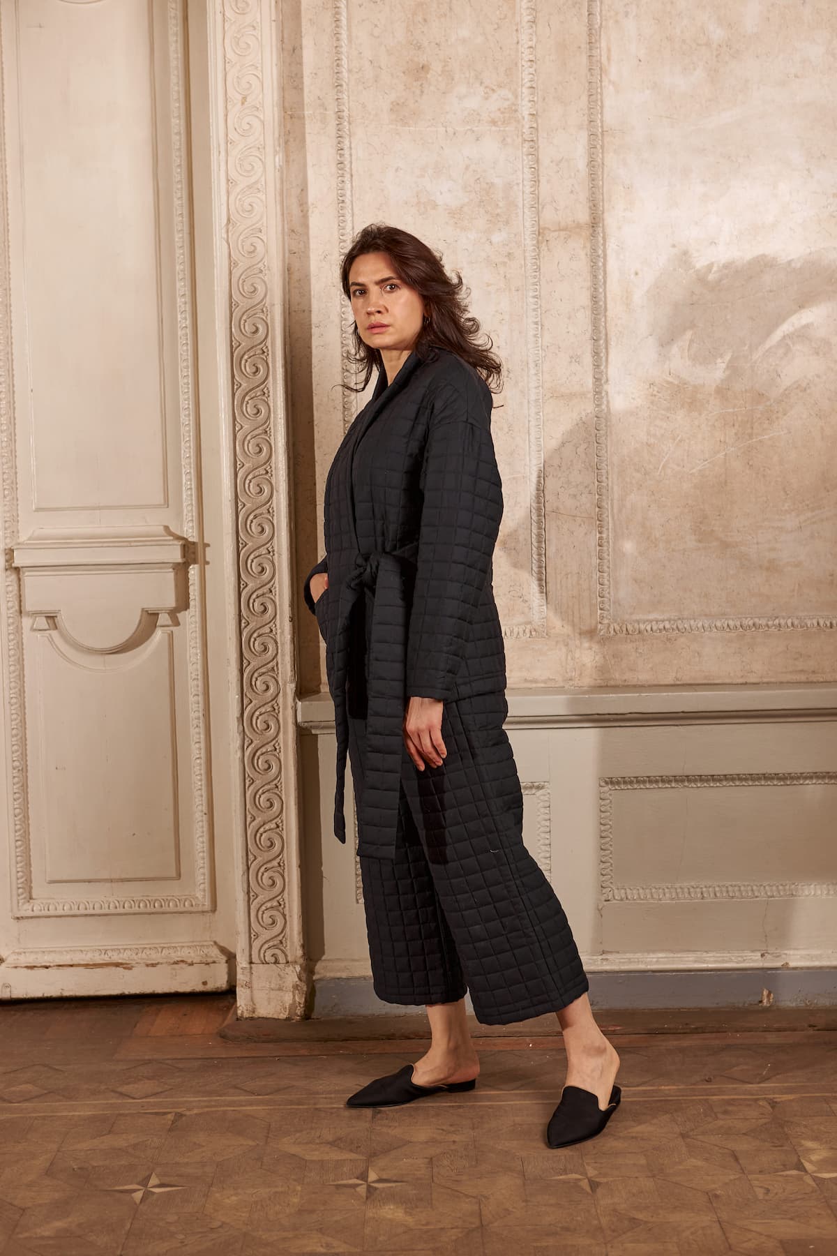 quilted suit black стьобаний костюм чорний 2